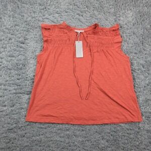 Daniel Rainn Blouse Womens XL Brown Sleeveless Ruffle Pleated Keyhole Top NWT